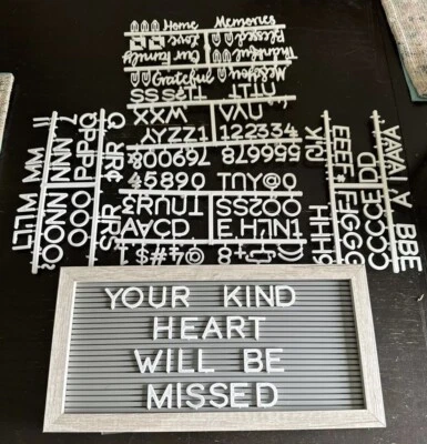 Tablero de letras de 14x7 pulgadas crea tu propio letrero de mensaje con letras blancas números Foto 1 de 4