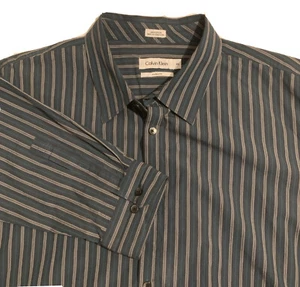 Calvin Klein Modern Fit Hemd mit Knopfleiste Herren Größe Langarm Gestreift 2X. XXL - Bild 1 von 6