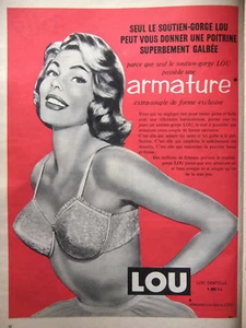 PUBLICITÉ DE PRESSE 1959 SOUTIEN-GORGE LOU DENTELLE ARMATURE EXTRA-SOUPLE - Picture 1 of 1