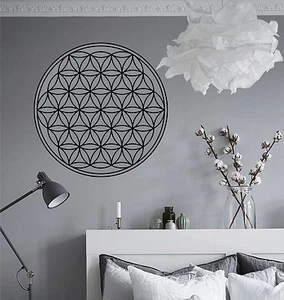 WD Wall TATTOO FLOWER OF LIFE ENERGY Symbol Wall Sticker Decal Geometry - Picture 1 of 2