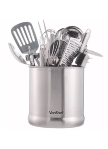 Porta Utensilios Olla Vajilla, VonShef 7" Acero Inoxidable Cocina Almacenamiento Organizador - Imagen 1 de 5