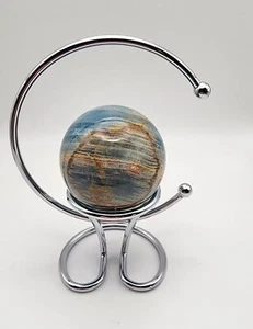 Blue Onyx Sphere With Stand, Blue Gemstone Gift - Picture 1 of 9