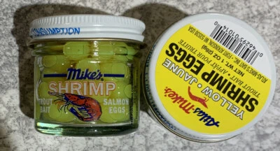 2 Jars Atlas Mikes Shrimp Eggs Salmon Eggs Fluorescent Yellow