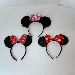 Official Disney Minnie Ears Headbands Lot - Pink and Red Bows - Picture 1 of 7