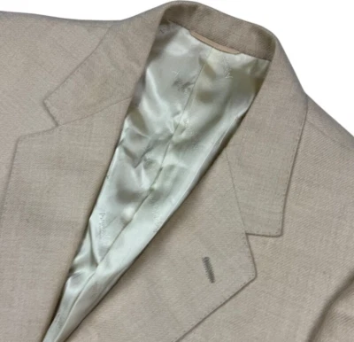 VTG Aquascutum Men's 2-Button Wool Twill Flannel Blazer Beige • 42S US - Image 1 of 4