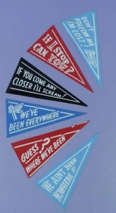 6 Different c1960s/70s Vinyl Car Window Pennants, Comical, Humorous ... - Picture 1 of 1