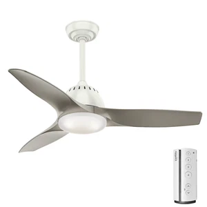 HUNTER CASABLANCA Wisp 44" Indoor LED Ceiling Fan - Model 59149 White & Pewter - Picture 1 of 24