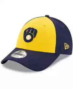 Men's New Era Gold/Navy Milwaukee Brewers Alternate The League 9FORTY Adjustable - Picture 1 of 4