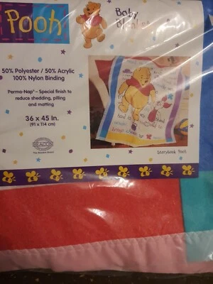 Winnie The Pooh & Piglet  Acrylic Blanket Baby Mink disney 36×45" Story book NWT - Image 1 of 4