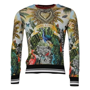 DOLCE & GABBANA Sweater Multicolor Jungle DG King Pullover IT48/US38/M 1350usd - Picture 1 of 7
