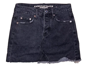 Minifalda vaquera envejecida negra línea A AEO American Eagle talla 00 - Imagen 1 de 3