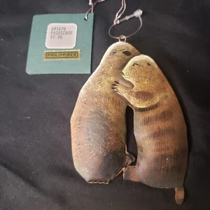 Discovery Channel Wildlife ORNIMALS Otters Tin Christmas Animal Ornament NEW - Picture 1 of 4