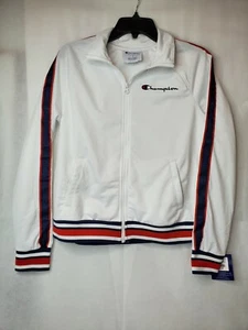 Champion Women's Track Jacket, White w/Red and Blue Trim - Picture 1 of 7