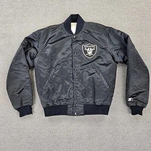 Vintage Raiders Jacket Satin 80s Authentic Pro Line Starter Black Mens Medium - Picture 1 of 20