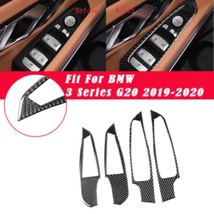 4x Carbon Fiber Window Switch Panel interior For BMW 3 Series G20 2019-2020 New - Picture 1 of 8