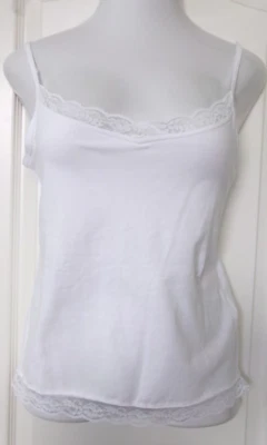 Charter Club Intimates camiseta sin mangas/camisola blanca con ribete de encaje talla mediana Foto 1 de 3