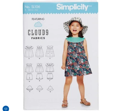 Simplicity Pattern SL106 Toddlers Dress Shorts Bloomers & Hat Size ½ 1 2 3 4 NEW - Image 1 of 2