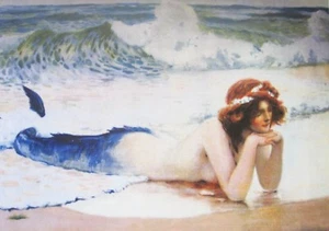 MERMAID PRINT BEACH PRINT - Picture 1 of 2