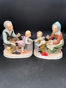 VTG set of 2 Norleans Made In Japan "Bundles of Joy" Ceramic Figurines Elderly C - Picture 1 of 10