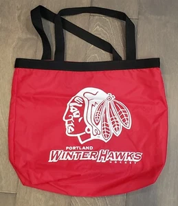 Vintage Portland Winter Hawks Red Vinyl Tote Bag WHL Hockey - Picture 1 of 1