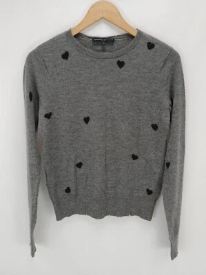 Suéter Generation Love 100 % cachemir negro mini corazones gris para mujer XS Foto 1 de 4