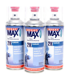 3 x 2K Klarlack Original SprayMax verschiedene glanzgrade Härter 400ml Spraydose