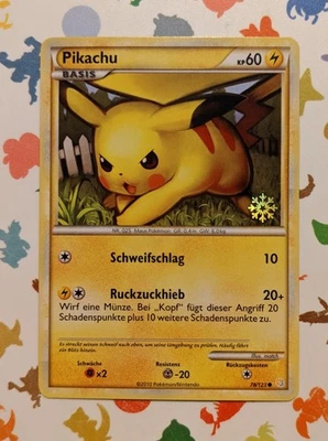 Pokemon TCG Pikachu 78/123 HGSS *German* Snowflake Stamp Promo 2010 Holiday - Image 1 of 4