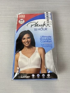 Playtex 18 Hour 48C Wireless Bra White Satin Floral Style 4693 Full Coverage - Picture 1 of 3