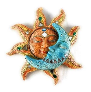 Sun And Blue Moon 3D Mosaic Celestial Face Decor Indoor Outdoor Wall Art - Picture 1 of 8