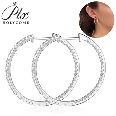 30mm/50mm Moissanite Stud Earrings s925 Sterling Silver Hoop Earrings Jewelry - Image 1 of 4