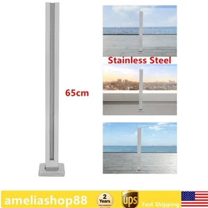 Glass Railing Post,End Post Floor Mount Patio Balcony Railing Clamp Silver 65cm - Picture 1 of 16
