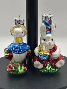 Vintage mundgeblasenes Glas Hase Kaninchen Ente erster Weihnachtsschmuck 3 1/4" - Bild 1 von 5