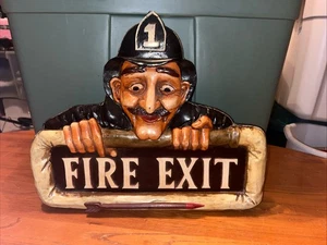 FIREFIGHTER FIREMAN FIRE EXIT OLD FASHION 3-D Wall Art Hanging Home Resin/Fiber - Picture 1 of 15
