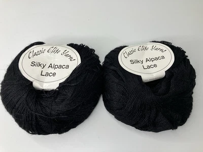 Hilo de encaje de alpacio sedoso Elite clásico ~ negro ~ 460yds ~ Perú ~ lote/2 Foto 1 de 4