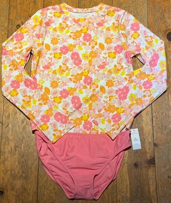 NWT Gap Girls Swimsuit Swim Floral Flowers Rashguard  XXL 14-16.   $39.99 - Image 1 of 2
