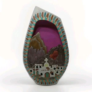 Lámpara estilo suroeste vintage años 90 "Sunset Mesa" luz de acento pueblo pintado a mano - Imagen 1 de 7