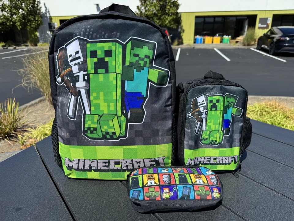 Minecraft 3pcs Book bag Set Back To School Minecraft School bags - Image 1 of 4