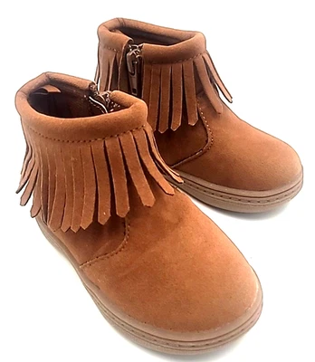Carters Toddler Size 6 Fringed Side Zipper Moccasins Boots Brown Suede - Image 1 of 4
