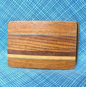 Exotic Wood Inlay Brass Dress Belt Buckle Hippy Iconic 70s Vtg Ampersand .DBD489 - Bild 1 von 7