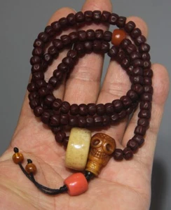 Maravilloso amuleto de cuentas de oración Mala semilla de ciprés budista antiguo Tíbet 108P de colección - Imagen 1 de 10