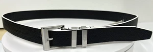 DKNY Women's Double-Keeper Pebble Jean Belt Black white trim X-Large 38" - Picture 1 of 15