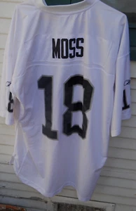 OAKLAND RAIDERS RANDY MOSS #18 WHITE&BLACK FOOTBALL JERSEY SIZE MEN'S XXL AS IS - Picture 1 of 6