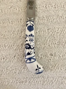 VTG PRILL BLUE SHEFFIELD ENGLAND CHEESE BUTTER KNIFE PORCELAIN CHARCUTERIE - Picture 1 of 5