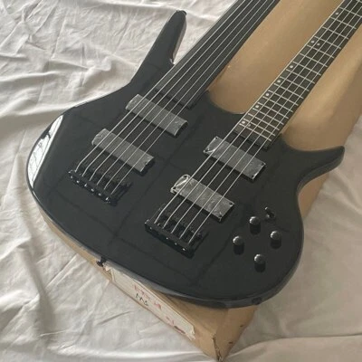 Professional6-string Electric Guitar 5-String Bass Guitar Black Double Head Body - Image 1 of 4