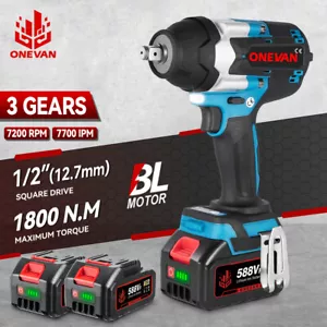 1800Nm Cordless Electric Impact Wrench Drill Gun 1/2" Ratchet Driver + 2 Battery - Picture 1 of 17