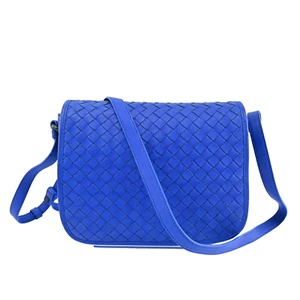 AUTH Bottega Veneta Shoulder Bag Intrecciato Blue Leather P3394YR609 - Picture 1 of 24