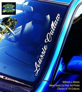 AUSSIE OUTLAW Windscreen Stickers Decal BNS Skid Ute 500mm