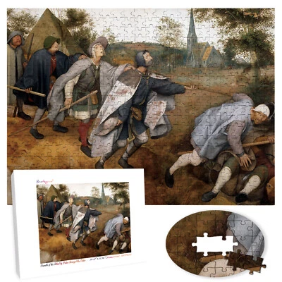 Wooden Jigsaw Puzzles 500 Piece Parable Blind Pieter Bruegel Toy Painting Decor - Image 1 of 4