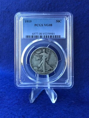 1919 WALKING LIBERTY HALF DOLLAR 50c "TOUGH DATE" *PCGS VG8 VERY GOOD* - Image 1 of 4