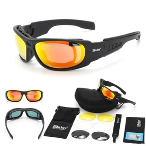 Mens C6 Tactical Goggles Desert Storm With 4 Lens Outdoor UV Military Sunglasses - Picture 1 of 6